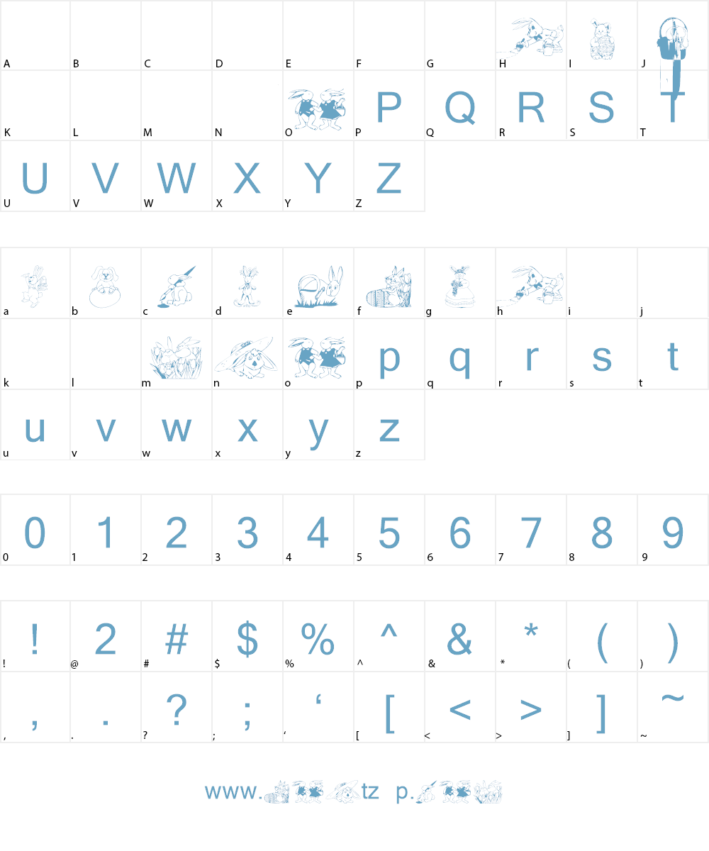KR Easter Bunnies Font Character